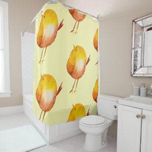 Rideaux De Douche Jolie aquarelle d'oiseau jaune