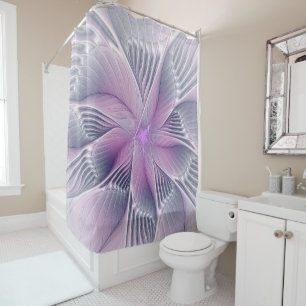 Rideaux De Douche Jolie fleur rose abstraite moderne art fractal