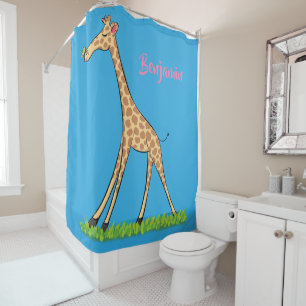 Rideaux De Douche Jolie girafe avec dessin animé de papillon