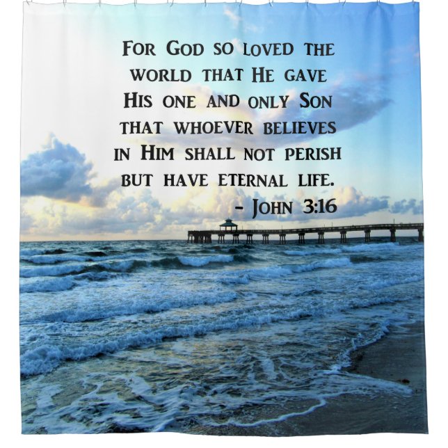 RIDEAUX DE DOUCHE JOLIE JOHN 3:16 OCEAN PHOTO DESIGN (Devant)