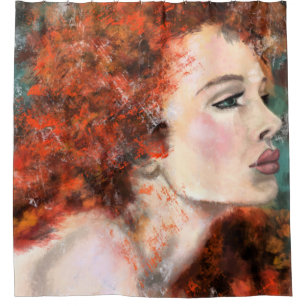 Rideaux De Douche Jolie rousse femme - peinture originale Abstraite