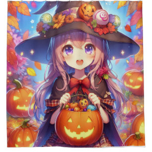 Rideaux De Douche Jolie Sorcière d'Halloween Anime