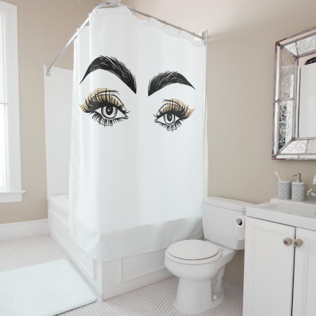 Rideaux De Douche Jolie Yeux Beauté Salon Maquillage Eyelashes Lashe (En situation)