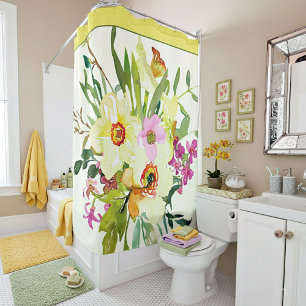 Rideaux De Douche Jonquilles aquarelle jaune