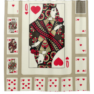 Rideaux De Douche Jouer des cartes de Coeur en costume vintage. Ori