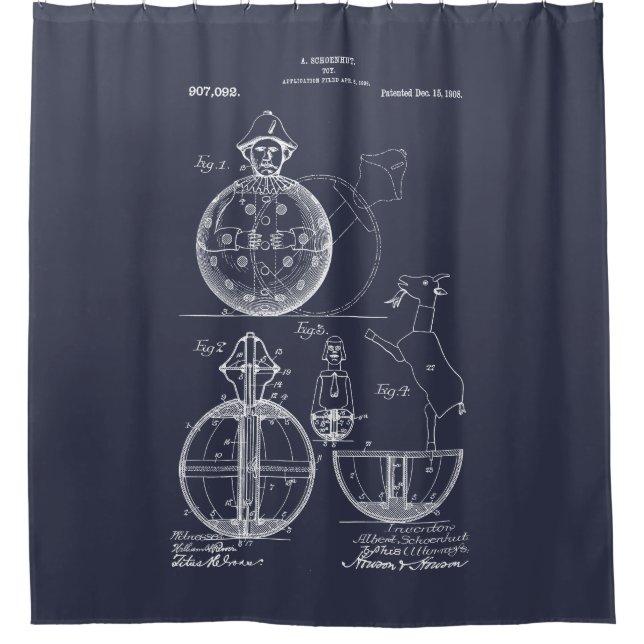 Rideaux De Douche Jouet antique 1908 Roly Poly Dessin de brevet (Devant)