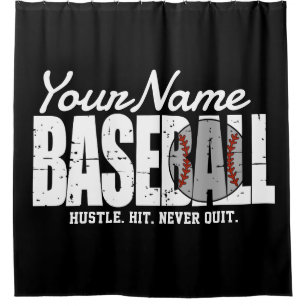 Rideaux De Douche Joueur d'équipe de baseball rétro AJOUTER NOM Pins