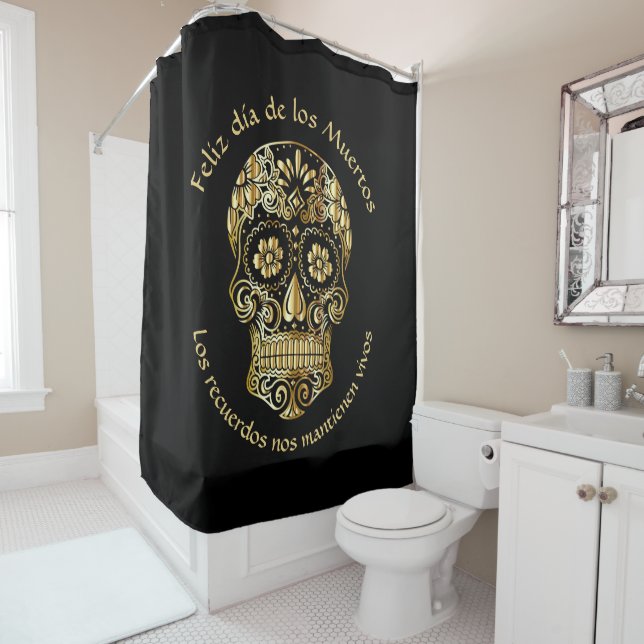 Rideaux De Douche Jour des morts - Personnaliser Ajouter nom et mess (En situation)