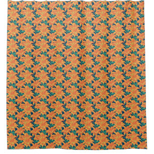Rideaux De Douche Jour d'Orange avec des Feuilles verts