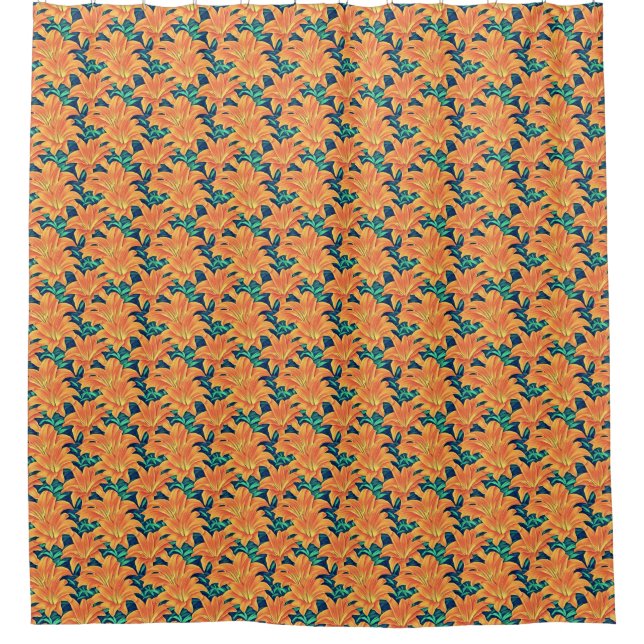 Rideaux De Douche Jour d'Orange avec des Feuilles verts (Devant)