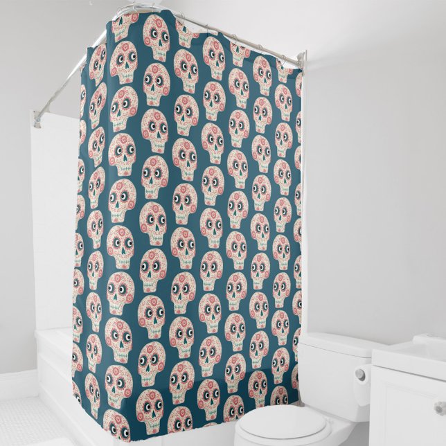 Rideaux De Douche Jour du crâne de sucre mexicain des morts (Mexican Sugar Skull shower curtain)