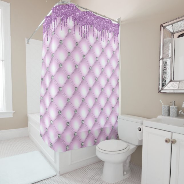 Rideaux De Douche Joyau Purple Élégant Quilé Joli (En situation)