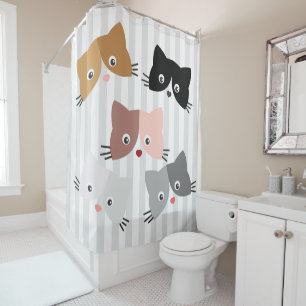 Rideaux De Douche Joyeux Chatons Curieux