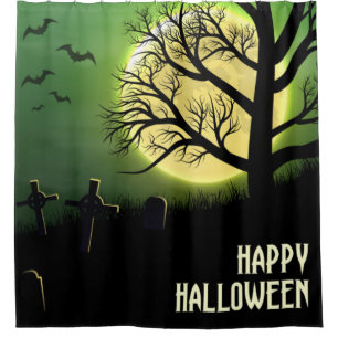 Rideaux De Douche Joyeux cimetière Éffrayant Halloween