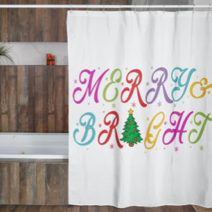 Rideaux De Douche Joyeux et brillant Colorful Arbre de Noël Festif