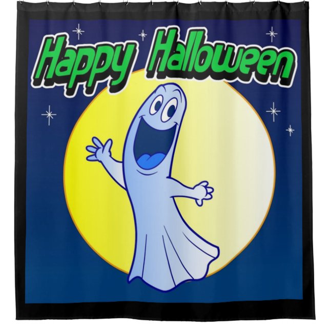 Rideaux De Douche Joyeux fantôme d'Halloween (Devant)