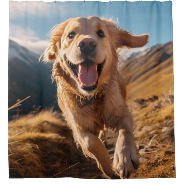 Rideaux De Douche Joyeux Golden Retriever en cours (Devant)