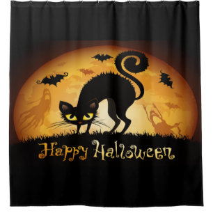 Rideaux De Douche Joyeux Halloween chauves-chauves-souris et fantôme