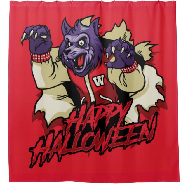 Rideaux De Douche Joyeux loup-garou-loup-garou d'Halloween (Devant)