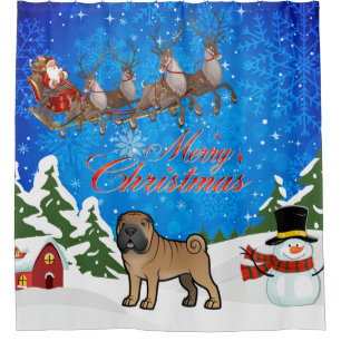 Rideaux De Douche Joyeux Noël Shar Pei