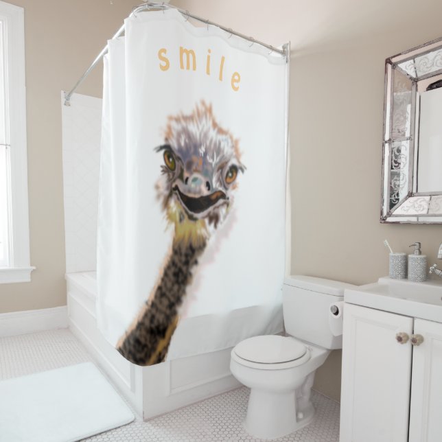 Rideaux De Douche Joyeux Ostrich Funny Douche Conserver Votre Texte (En situation)