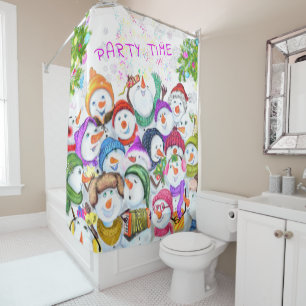 Rideaux De Douche Joyeux Snowmans Joyeux Noël fête Dessin drôle