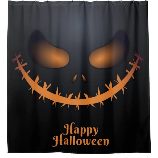 Rideaux De Douche Joyeux visage de la truite d'Halloween (Devant)