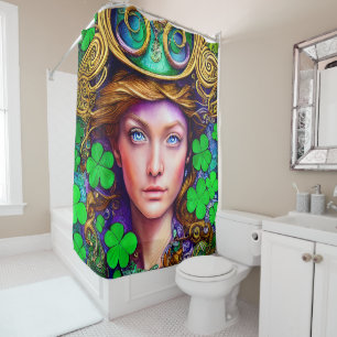 Rideaux De Douche Jubilant Scarlet Woman St. Patrick's Day Artwork