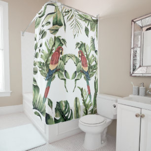 Rideaux De Douche Jungle tropicale Botanique Macaw Parrot Bird