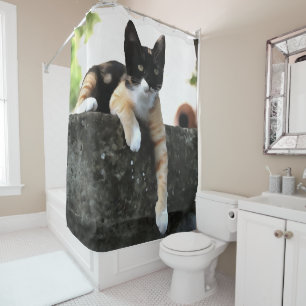 Rideaux De Douche Juste Chillin Tricolor Chat Pet Portait