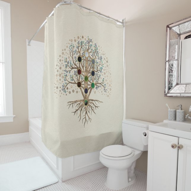 Rideaux De Douche Kabbalah L'arbre de vie sur toile (En situation)