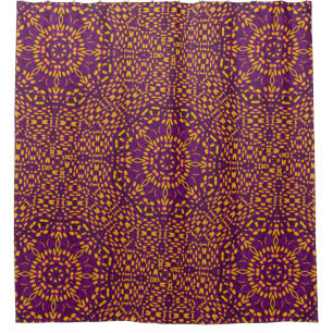 Rideaux De Douche Kaléidoscope géométrique à motif violet orange