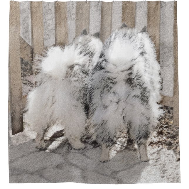Rideaux De Douche Keeshonds at the Gate Painting - Original Dog Art (Devant)