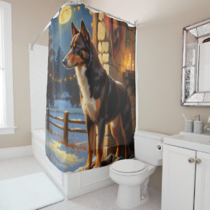 Rideaux De Douche Kelpie Australien avec lumières de Noël pour les F