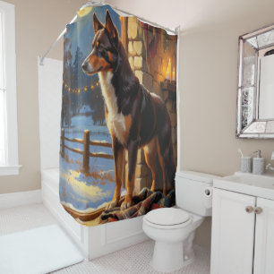 Rideaux De Douche Kelpie Australien avec lumières de Noël pour les F