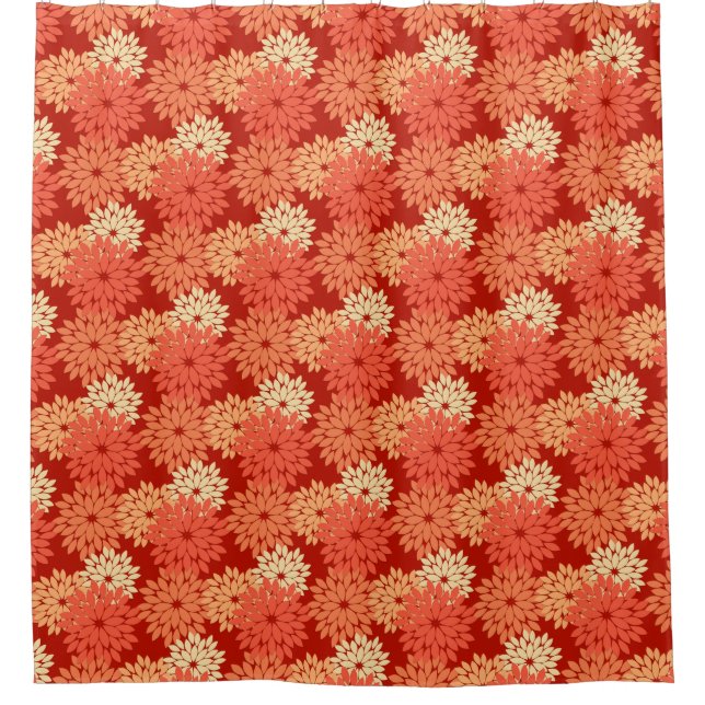 Rideaux De Douche Kimono Floral Moderne Impression, Mandarin Orange (Devant)