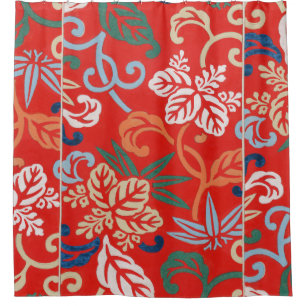 Rideaux De Douche Kimono japonais hawaïen rouge : Vintage floral
