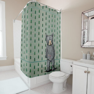 Rideaux De Douche KiniArt Green Plaid Arbres