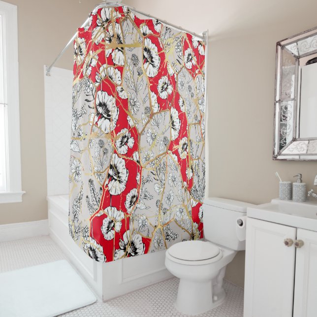 Rideaux De Douche Kintsugi japonais. (En situation)