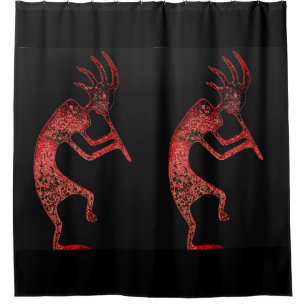 Rideaux De Douche kokopelli rouge sur le noir