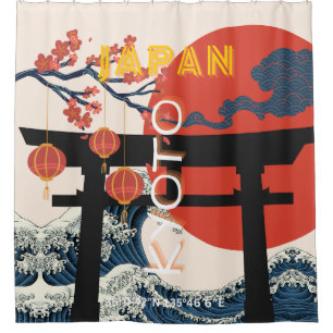 Rideaux De Douche Kyoto Japan Travel Art, Art Voyage Retro