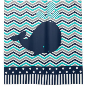 Rideaux De Douche La baleine aquatique Chevron d'océan barre la