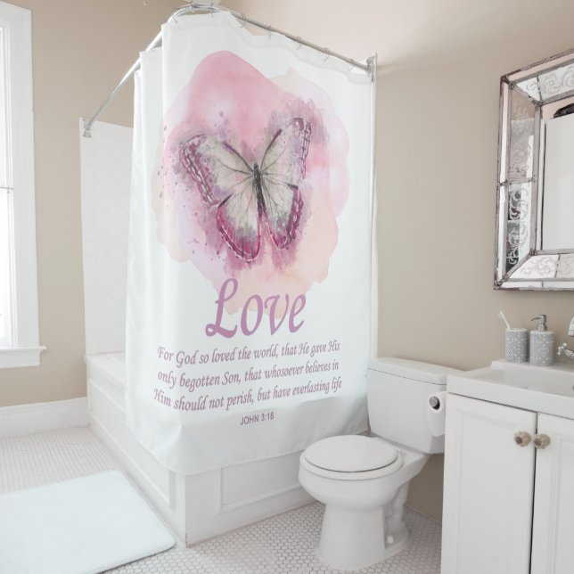 Rideaux De Douche La Bible chrétienne des femmes Verse Papillon :Amo (En situation)