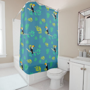 Rideaux De Douche La forêt tropicale du Toucan bleu et vert
