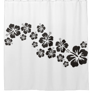 Rideaux De Douche La ketmie tropicale fleurit noir de guirlande