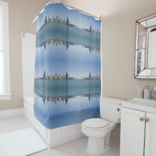 Rideaux De Douche La ligne aérienne de Chicago avec Motif miroir