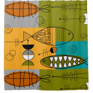 Rideaux De Douche La moitié du siècle WhimsicalFish moderne