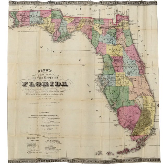 Rideaux De Douche La nouvelle carte Drew's de l'État de Floride (Devant)