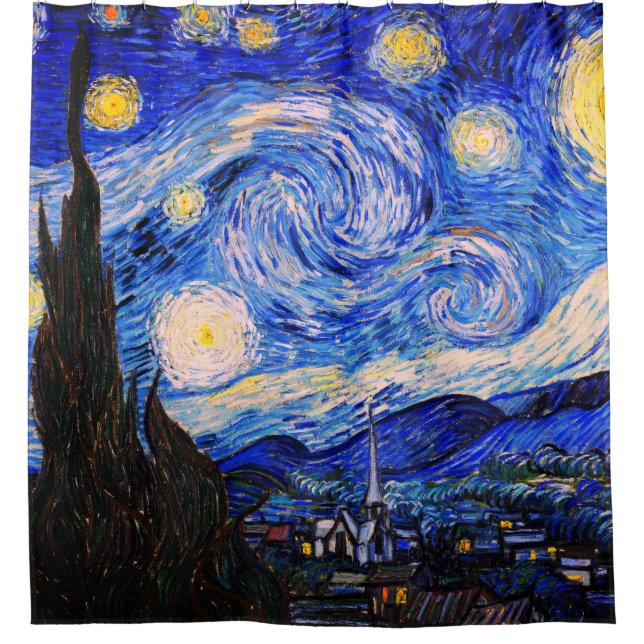 Rideaux De Douche La nuit étoilée par Vincent Van Gogh (Devant)