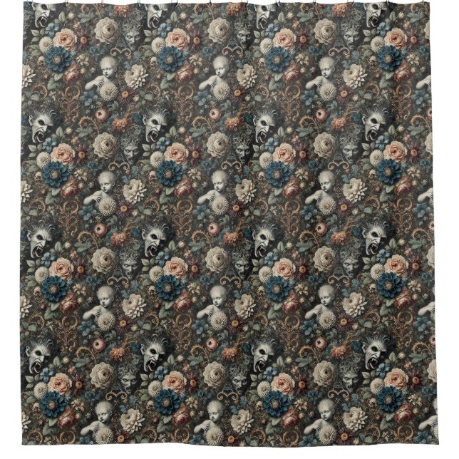 Rideaux De Douche La pépinière tombée - Design floral gothique (Devant)
